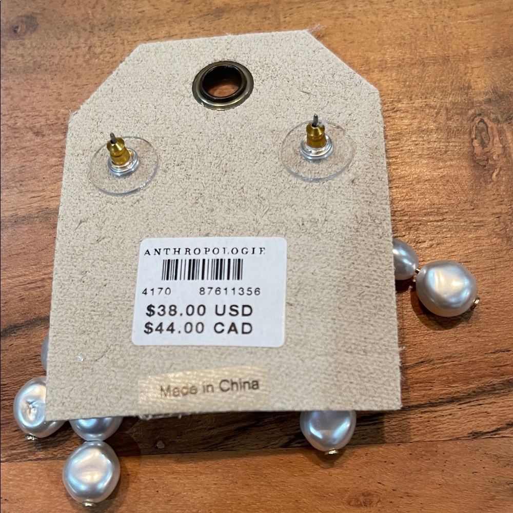 Anthropologie Silver and Pearl Drop Earrings - Picture 2 of 3